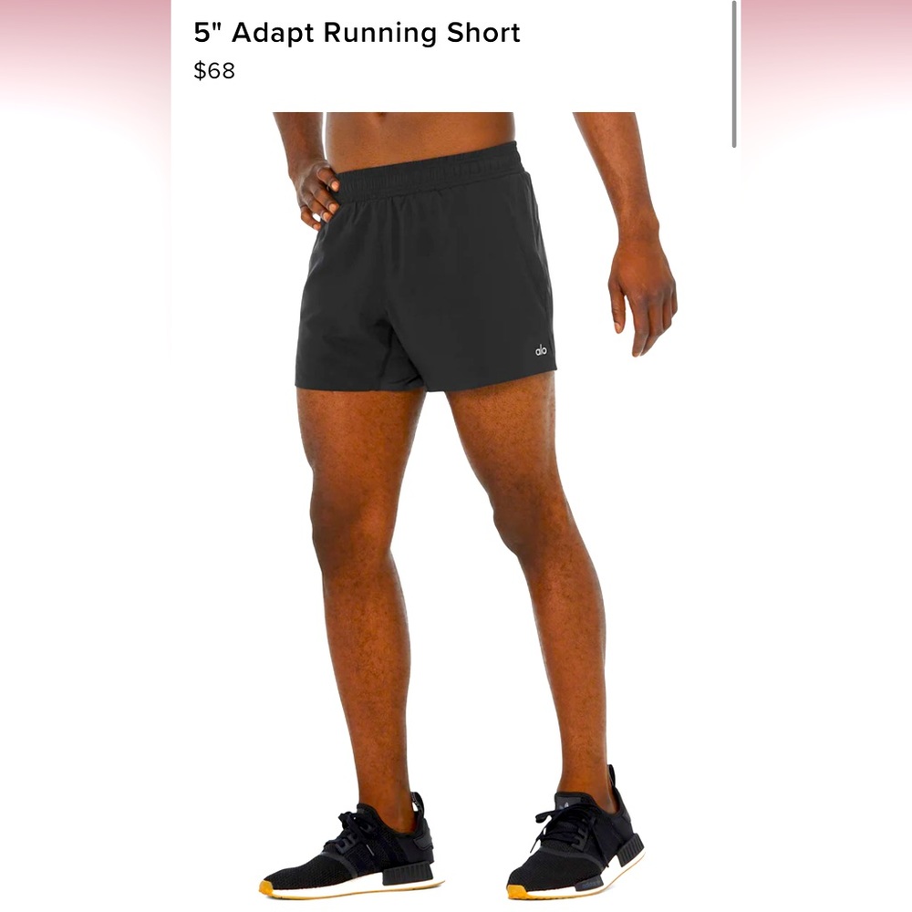 Alo men’s 5” adapt running short in Black. Size Small